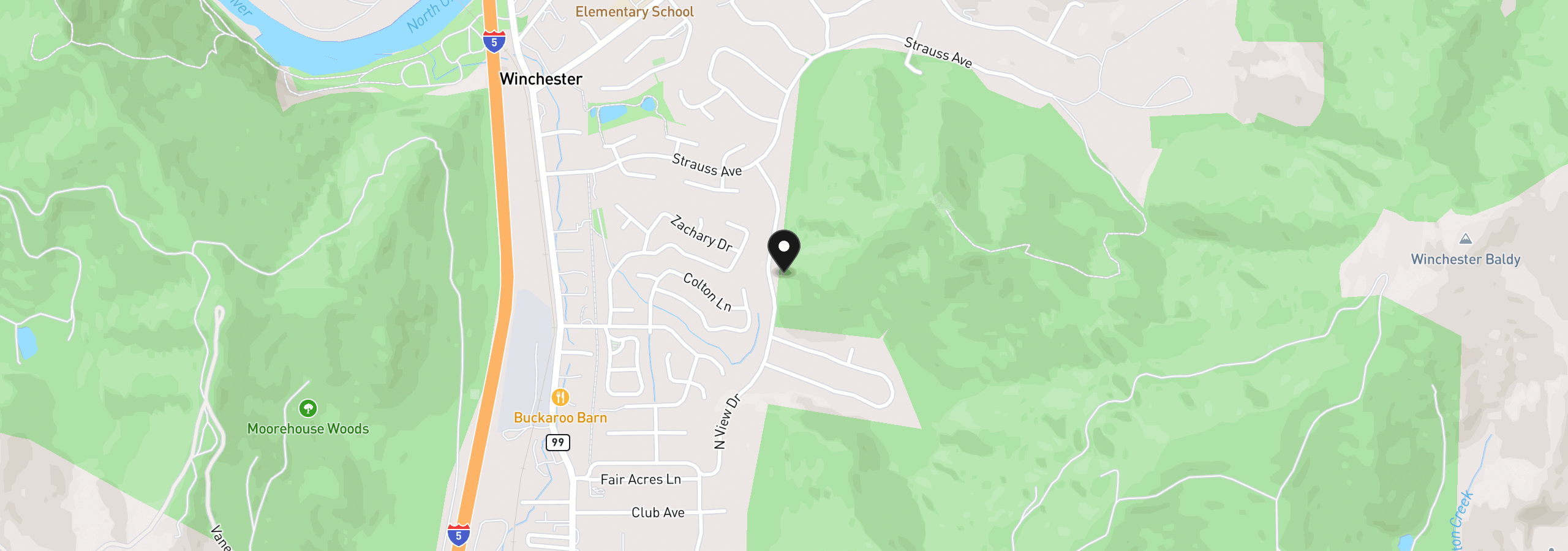 Map showing the location of 675 North View Dr, Winchester, OR 97495