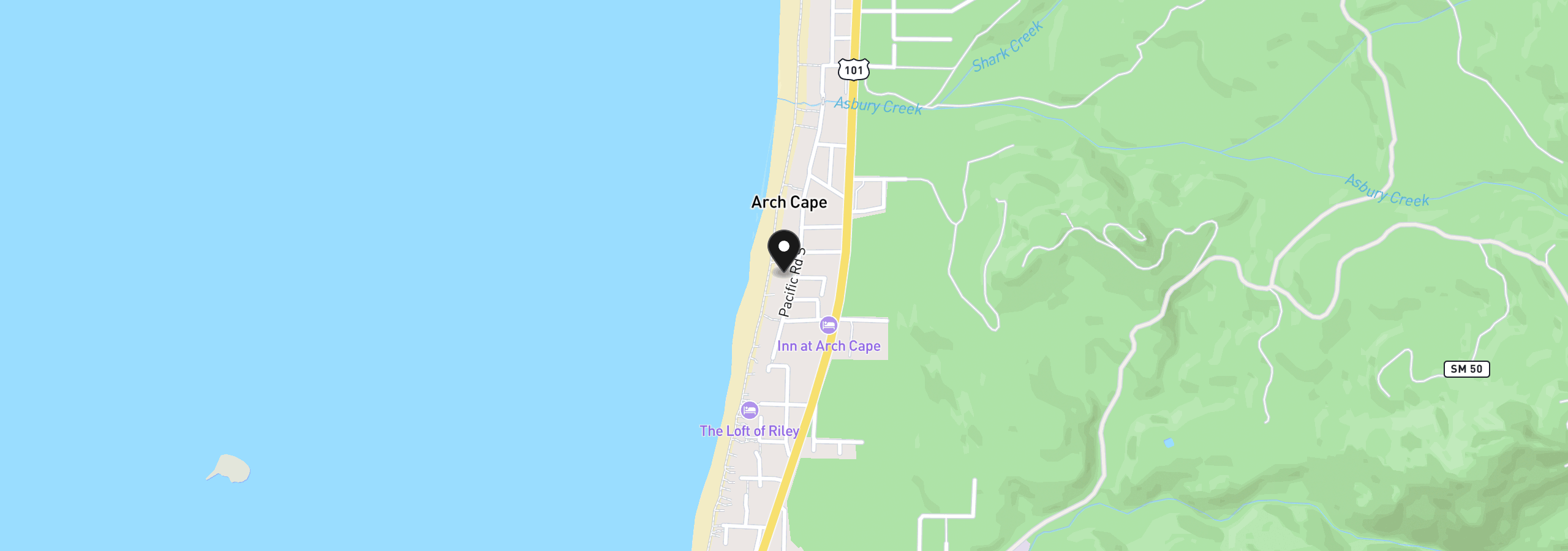 Map showing the location of 80054 Pacific Rd, Arch Cape, OR 97102
