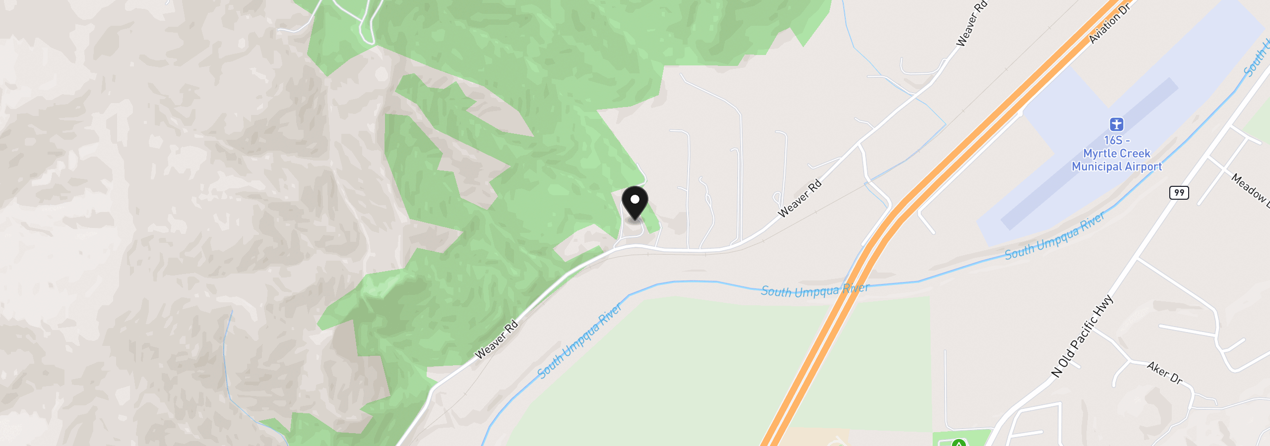 Map showing the location of 1955 Weaver Rd, Myrtle Creek, OR 97457