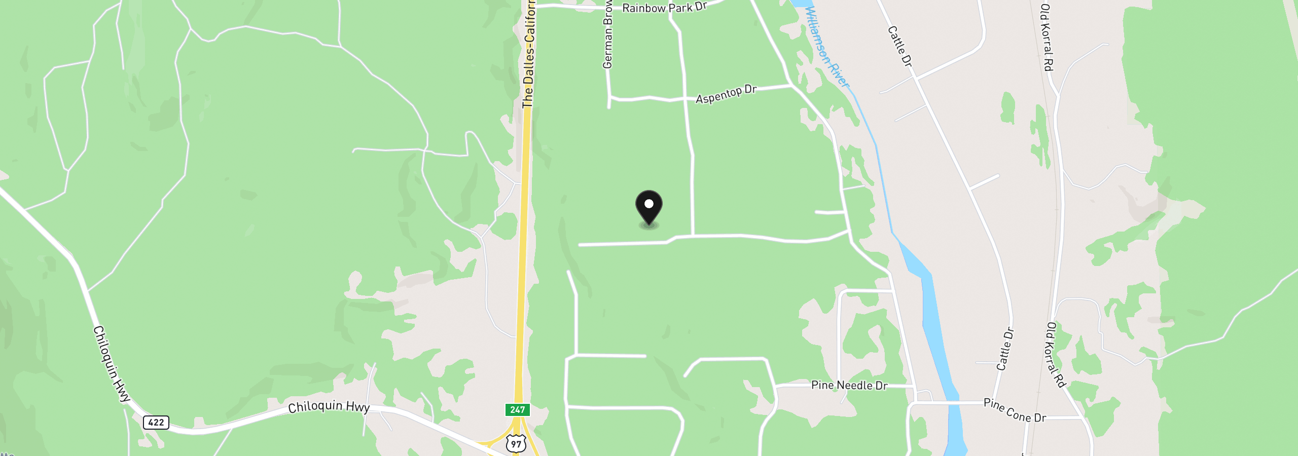 Map showing the location of 01000 Brook Trout Ln, Chiloquin, OR 97624
