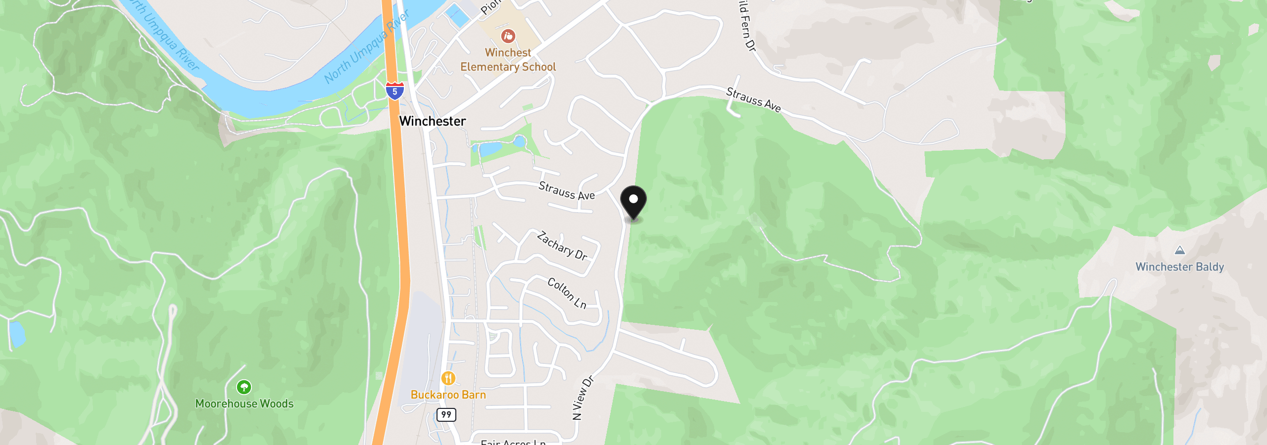 Map showing the location of 817 North View Dr, Winchester, OR 97495