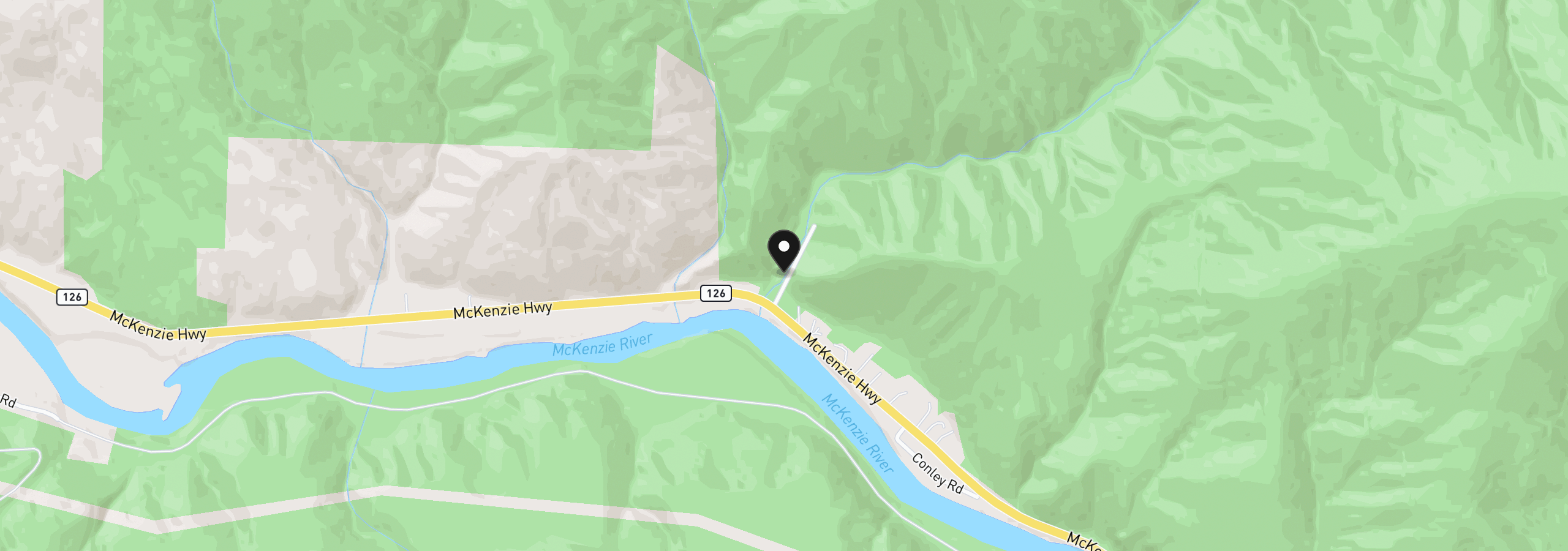 Map showing the location of 47983 McKenzie Hwy, Vida, OR 97488