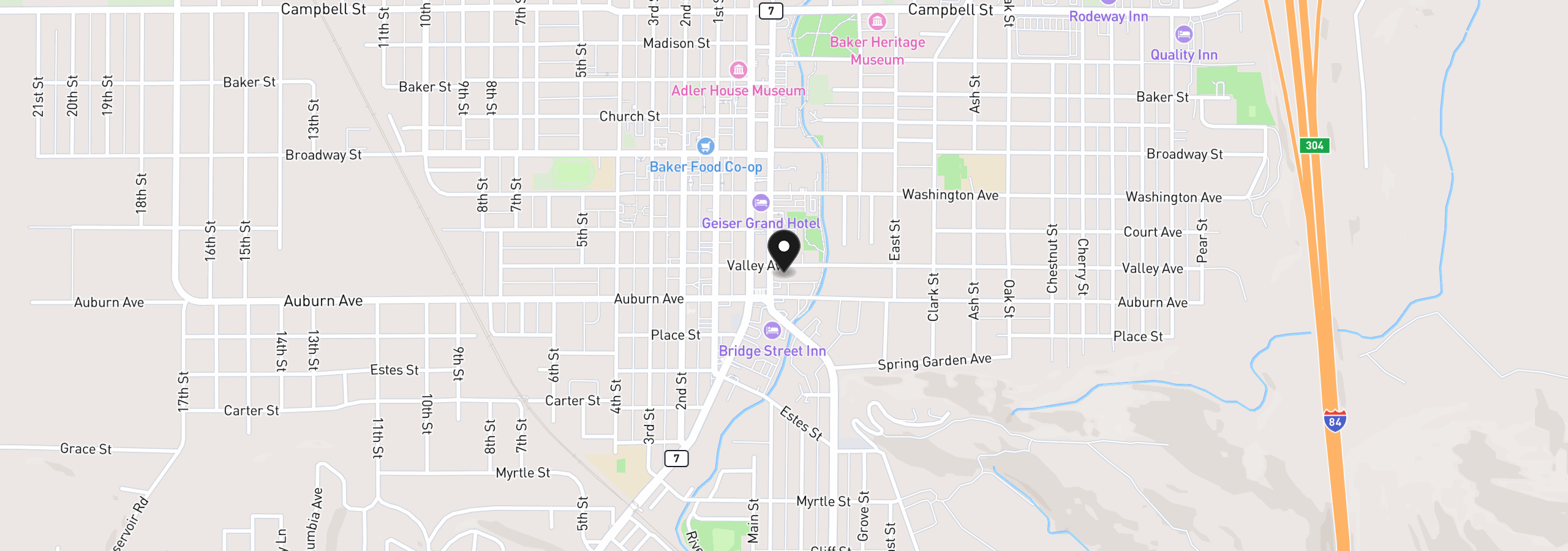 Map showing the location of 1787 Valley Ave, Baker City, OR 97814