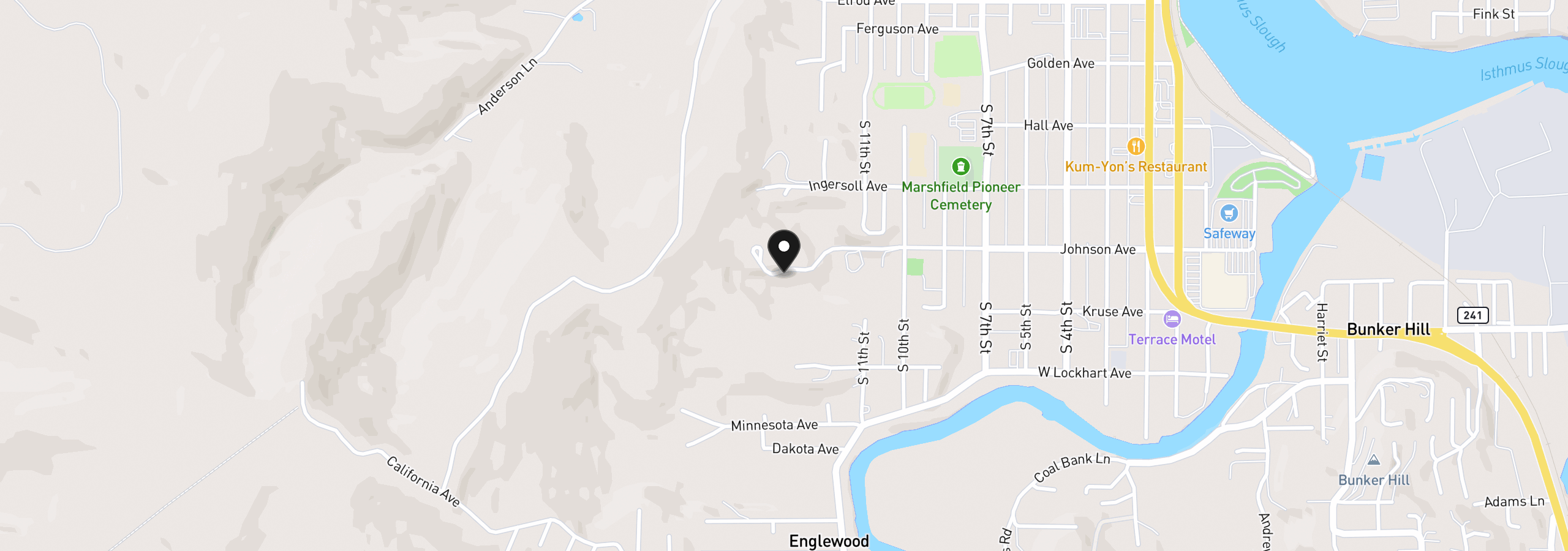 Map showing the location of 0 Johnson Ave, Coos Bay, OR 97420