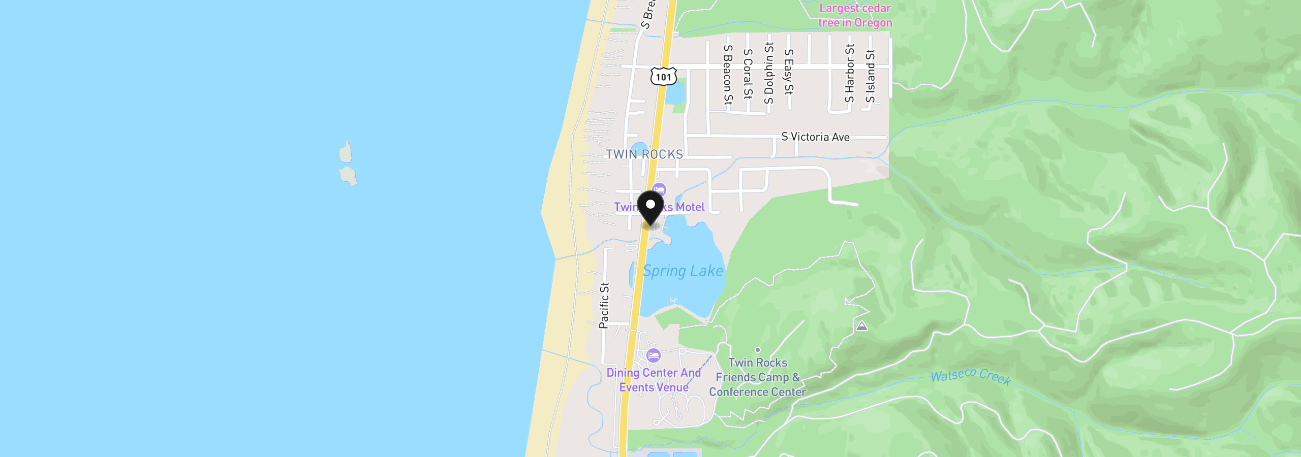 Map showing the location of 19035 Vincent Ln, Rockaway Beach, OR 97136