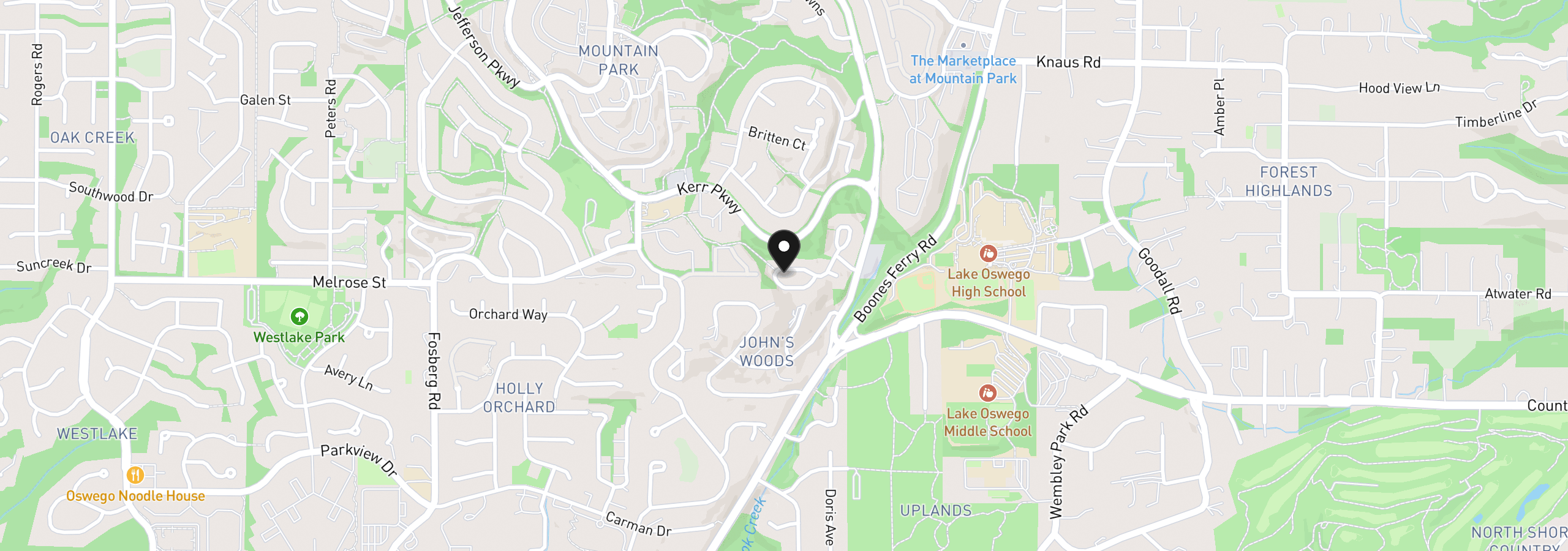 Map showing the location of 13 Mountain Cir, Lake Oswego, OR 97035