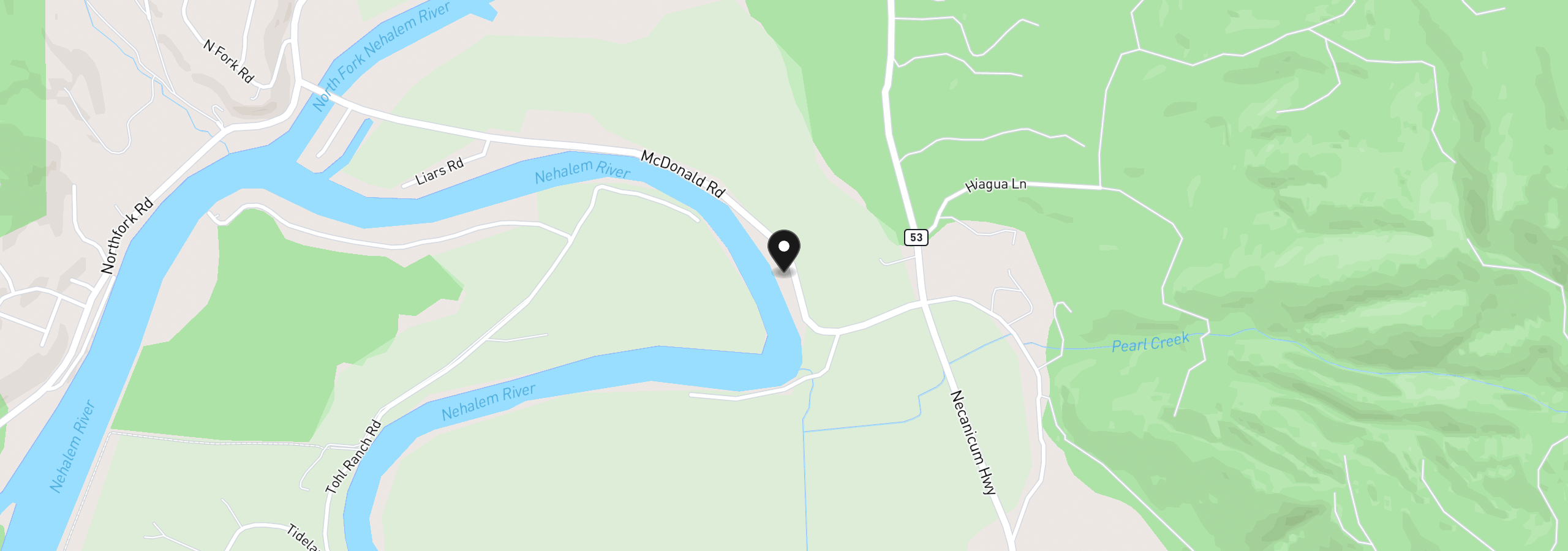 Map showing the location of 16365 McDonald Rd, Nehalem, OR 97131