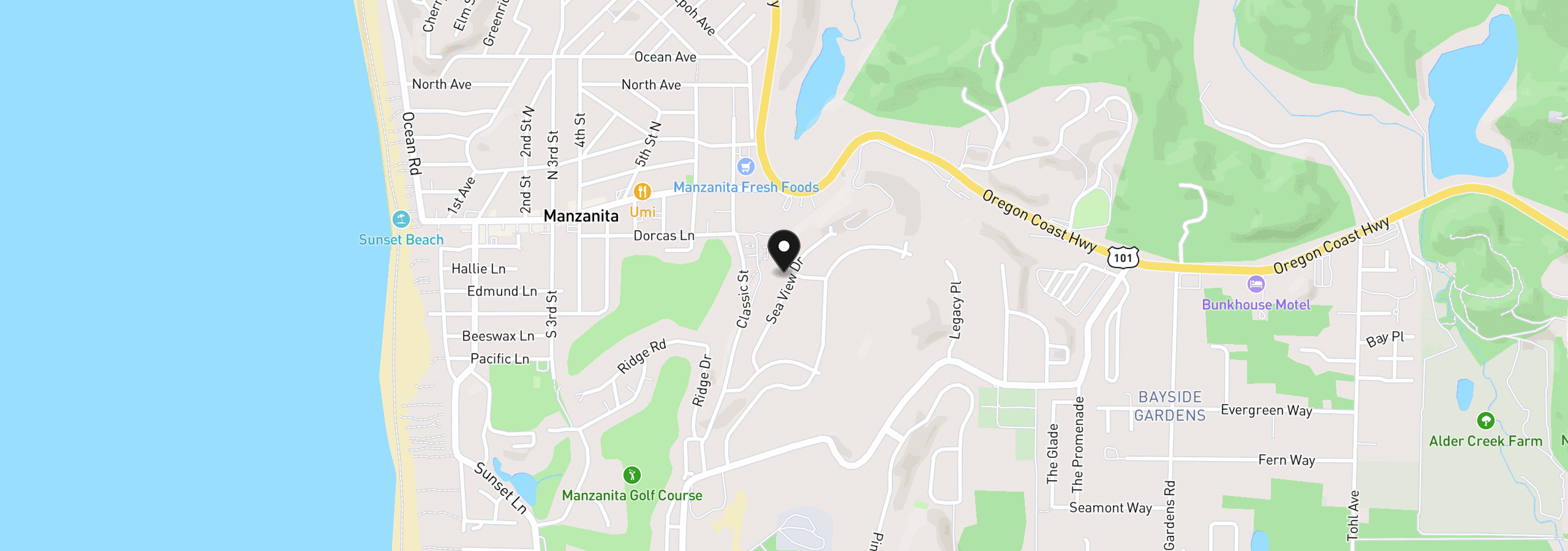 Map showing the location of 507 Sea View Dr, Manzanita, OR 97130