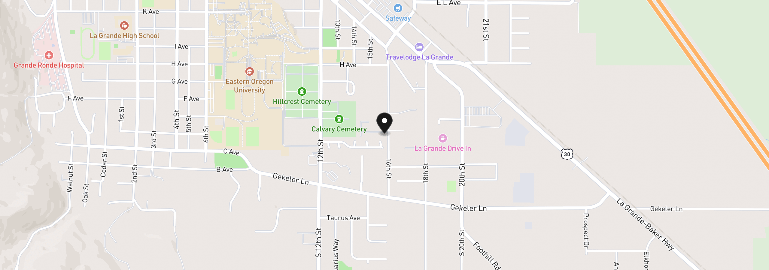 Map showing the location of 2132 Elevation Ct, La Grande, OR 97850