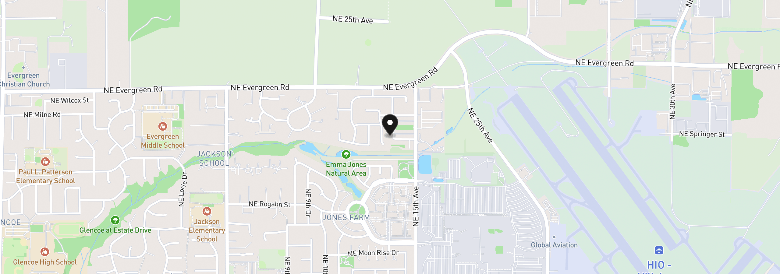 Map showing the location of 3137 NE 14th Pl, Hillsboro, OR 97124