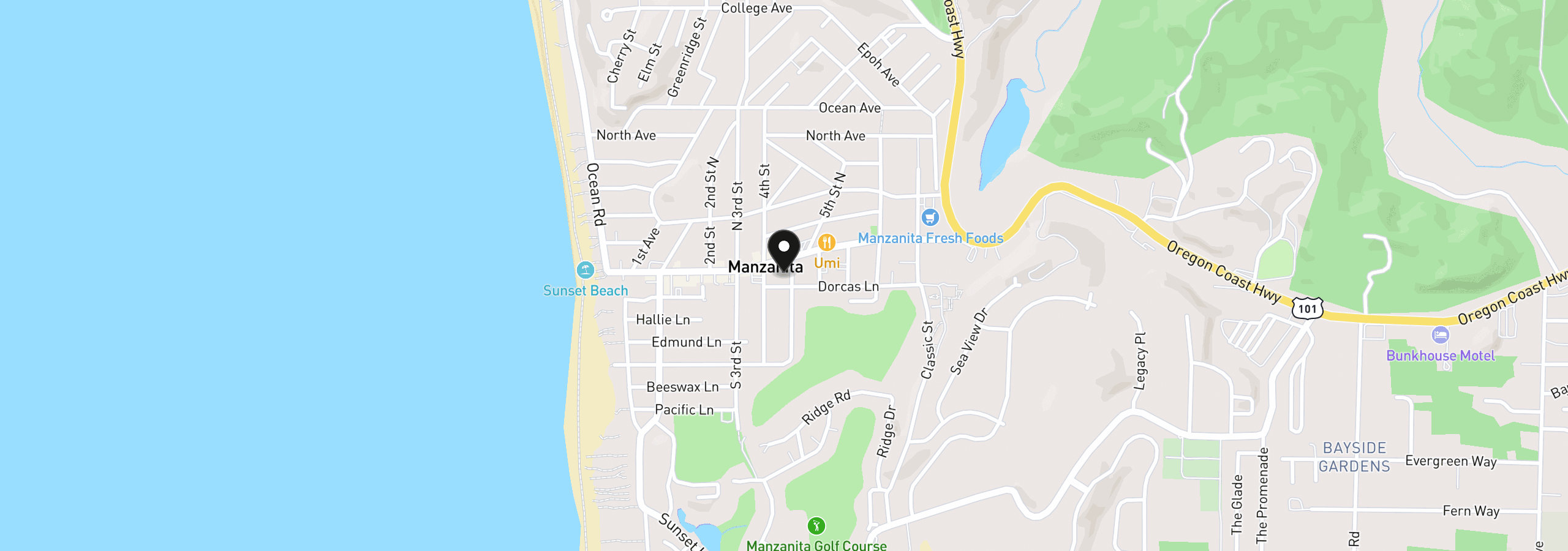 Map showing the location of 165 S 4th Pl, Manzanita, OR 97130
