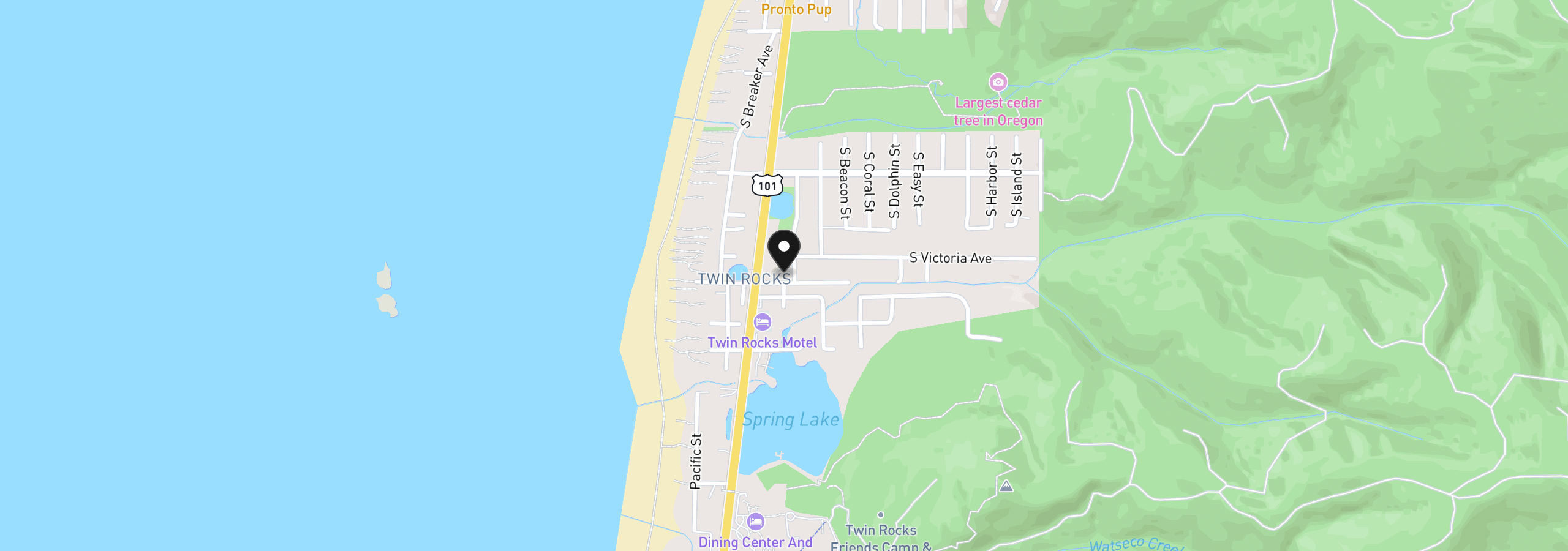 Map showing the location of 8070 S Minnehaha St, Rockaway Beach, OR 97136