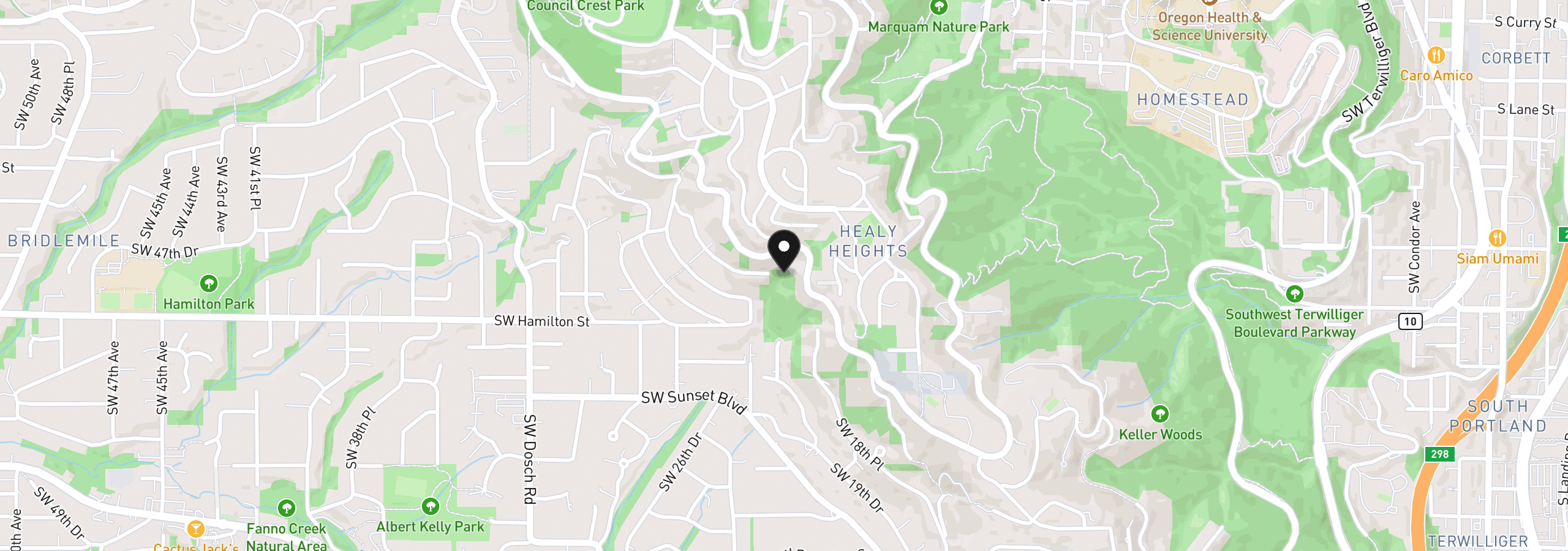 Map showing the location of 4453 SW Melville St, Portland, OR 97239