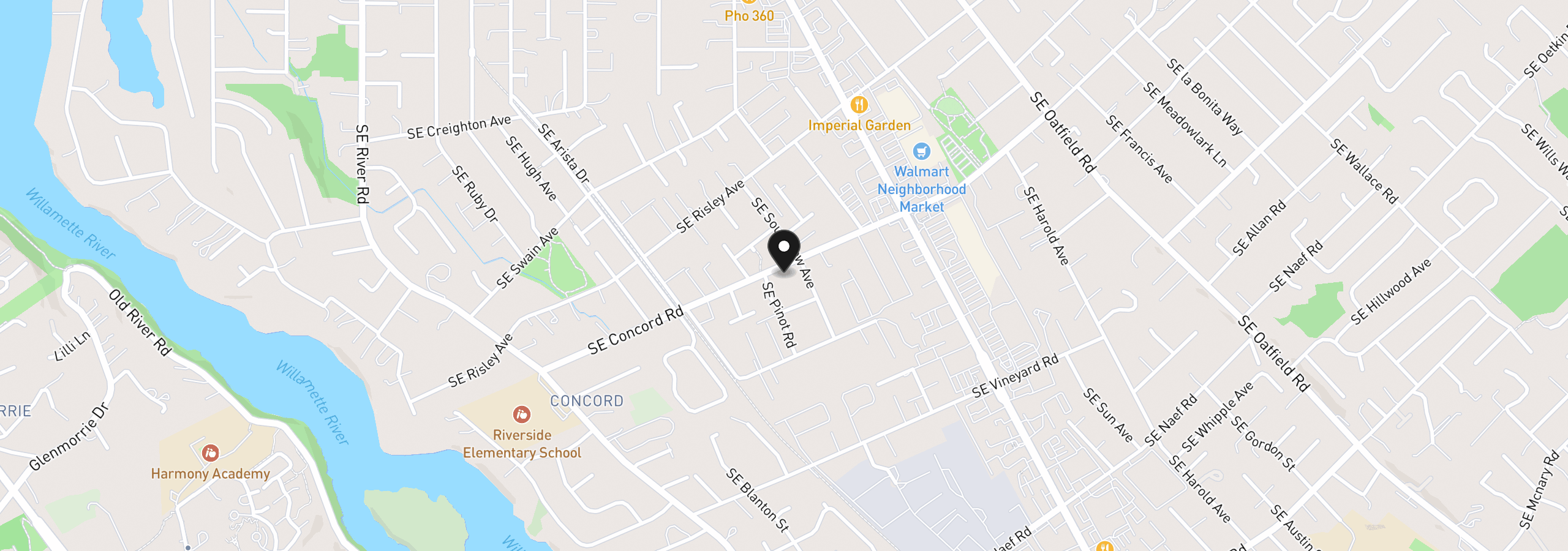 Map showing the location of 3110 SE Concord Rd, Milwaukie, OR 97267