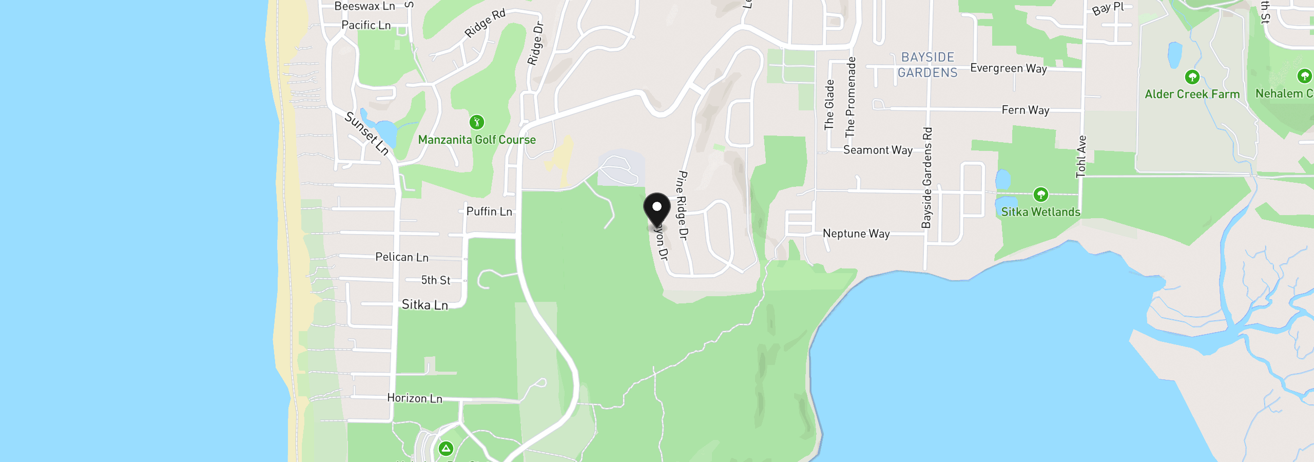 Map showing the location of Pinyon Dr 81, Manzanita, OR 97130