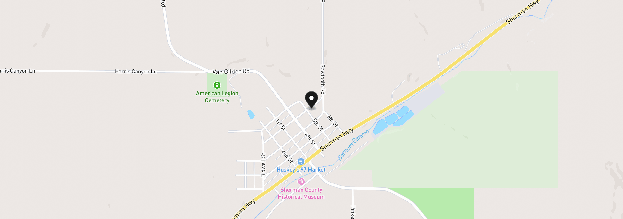 Map showing the location of 607 Court St, Moro, OR 97039