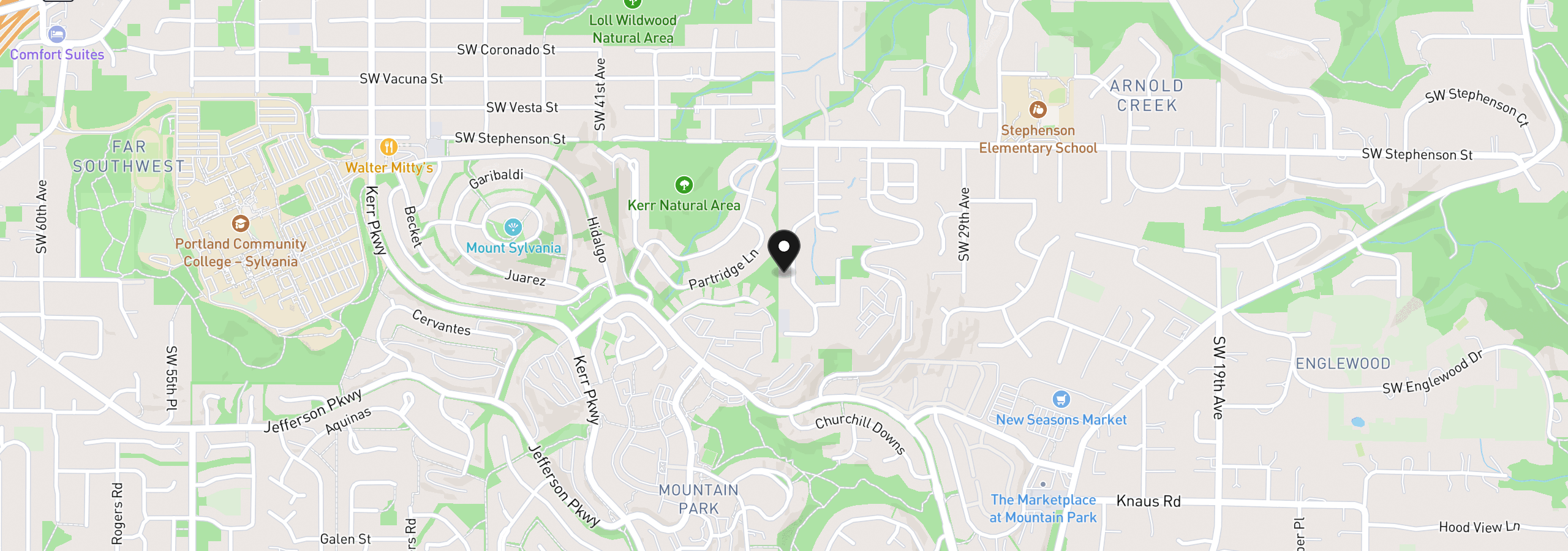 Map showing the location of 12225 SW 34th Ave, Portland, OR 97219