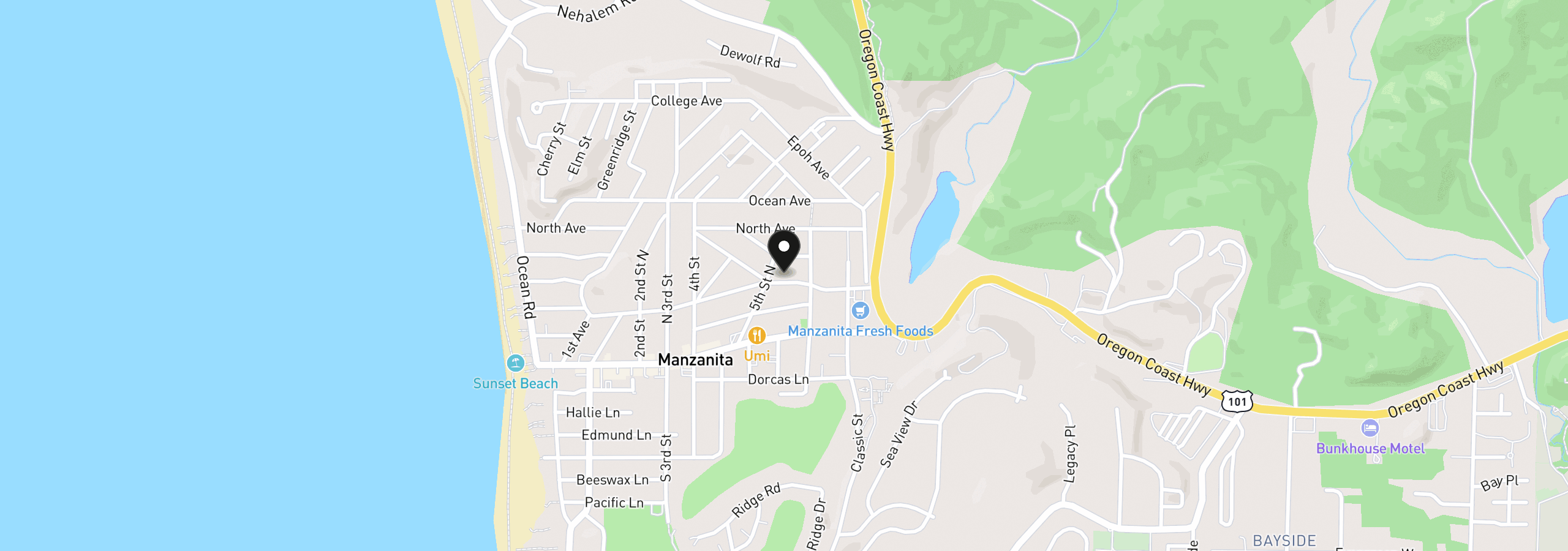 Map showing the location of Manzanita Ave, Manzanita, OR 97130