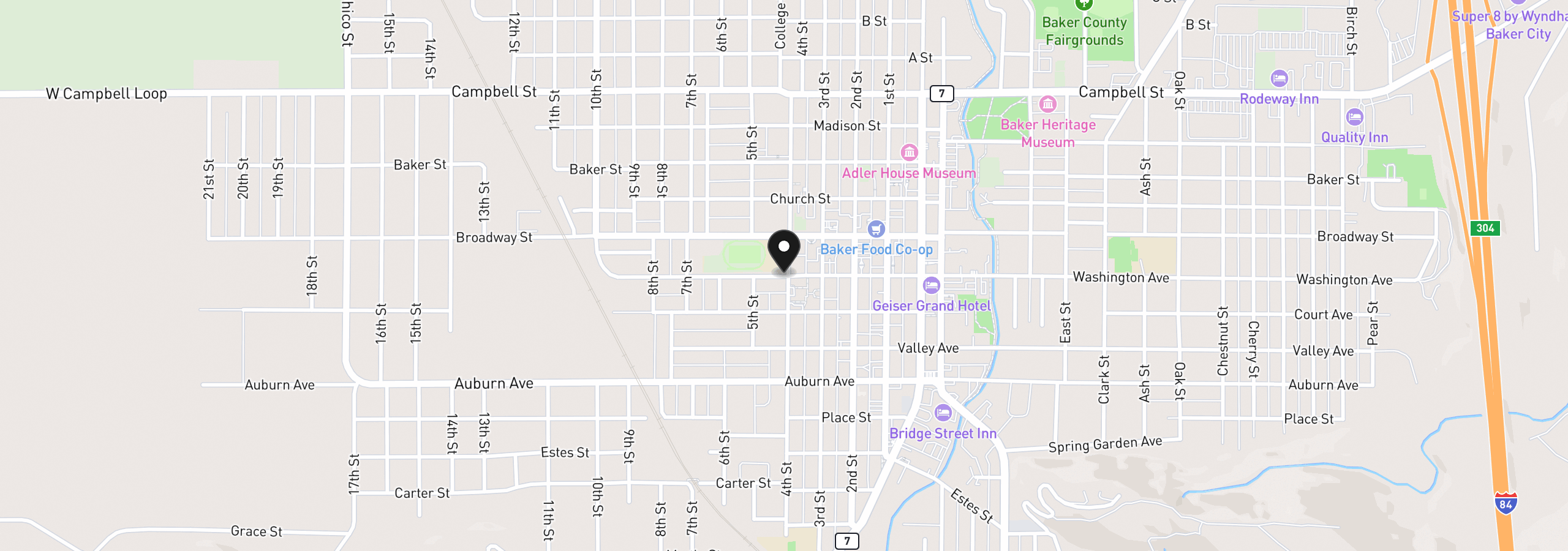 Map showing the location of 0 Hillcrest Dr, Baker City, OR 97814