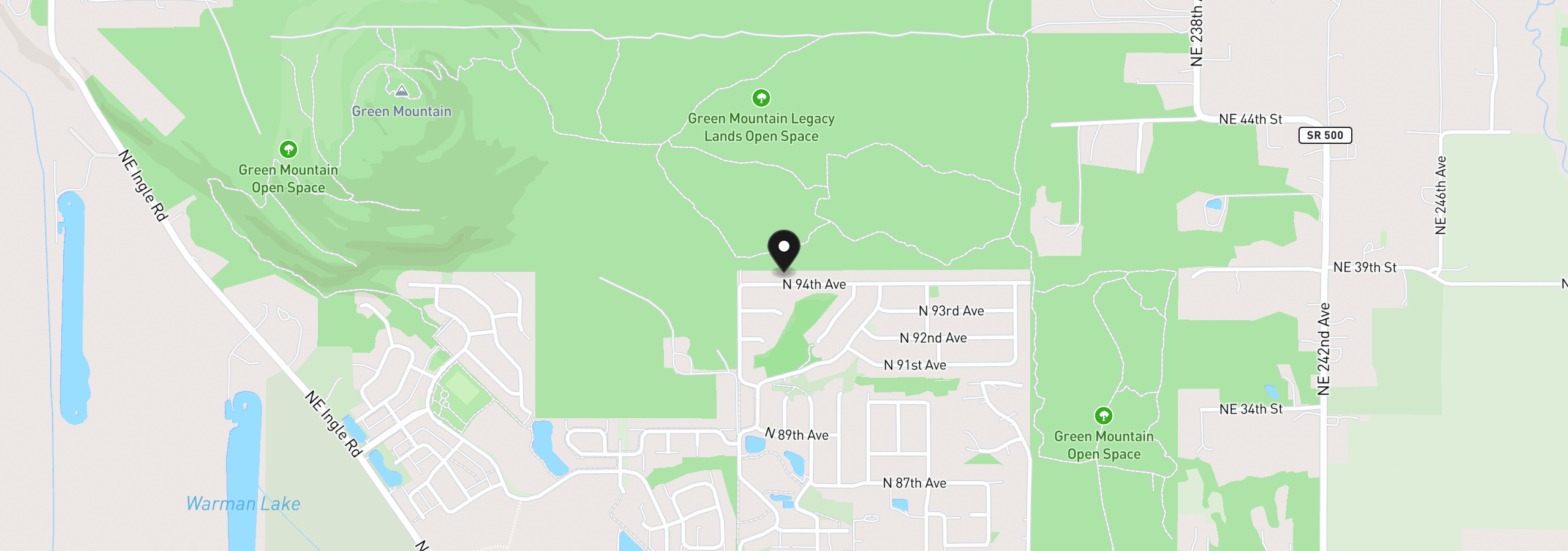 Map showing the location of 5957 N 94th Ave Lot 334, Camas, Wa 98607