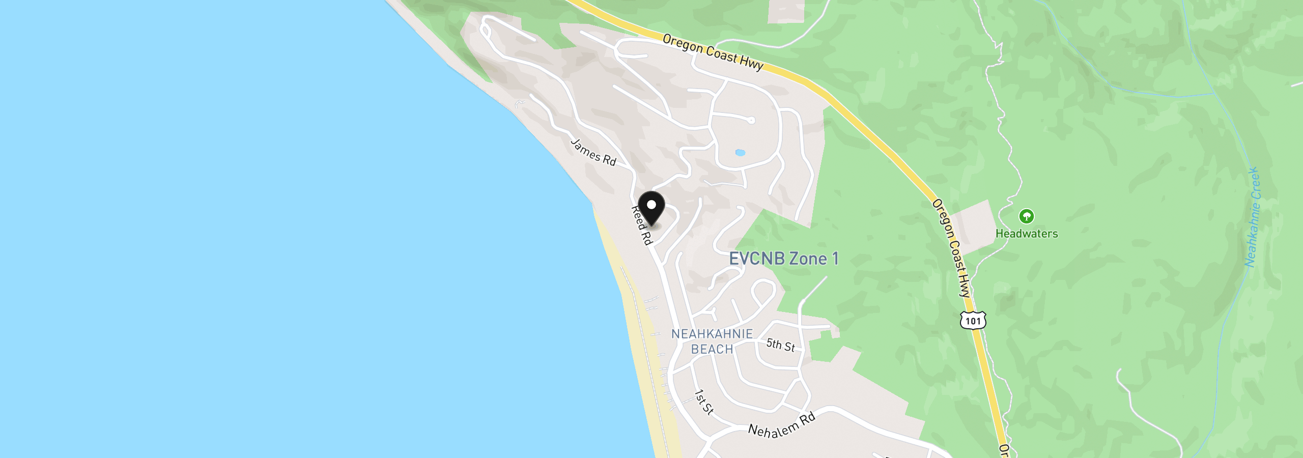 Map showing the location of 37995 Beulah Reed Rd, Manzanita, OR 97130