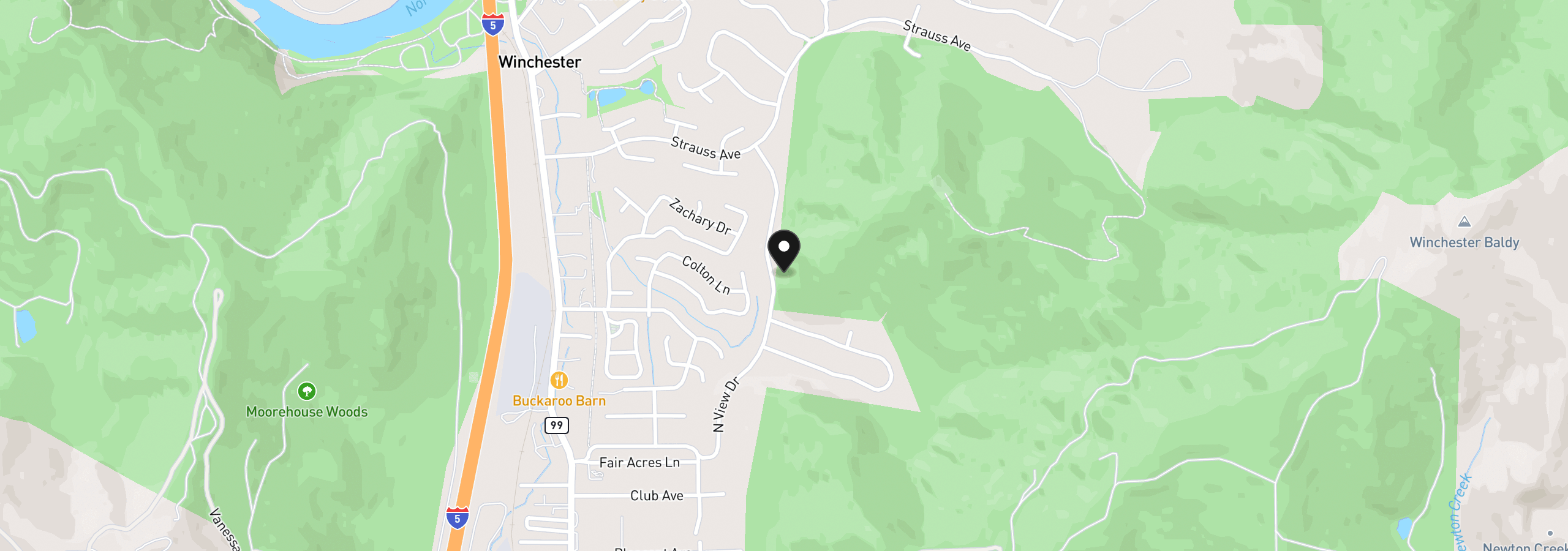 Map showing the location of 647 North View Dr, Winchester, OR 97495