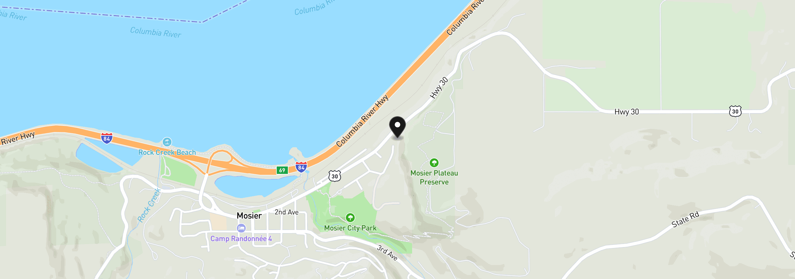 Map showing the location of 100 Cherry Hill Dr, Mosier, OR 97040