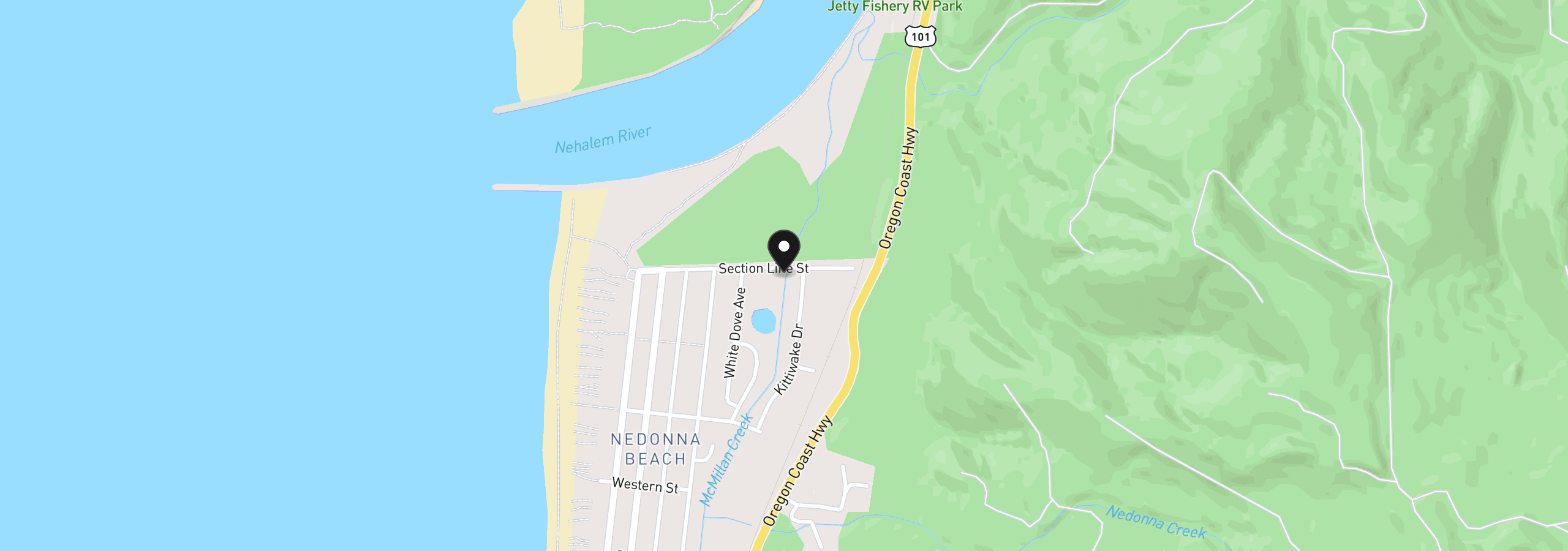 Map showing the location of 9035 Section Line St, Rockaway Beach, OR 97136