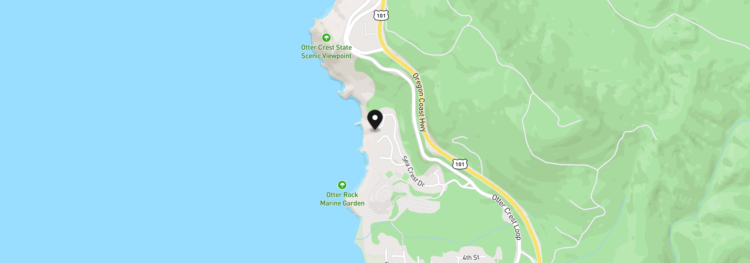 Map showing the location of 8900 Sea Crest Ln, Otter Rock, OR 97369