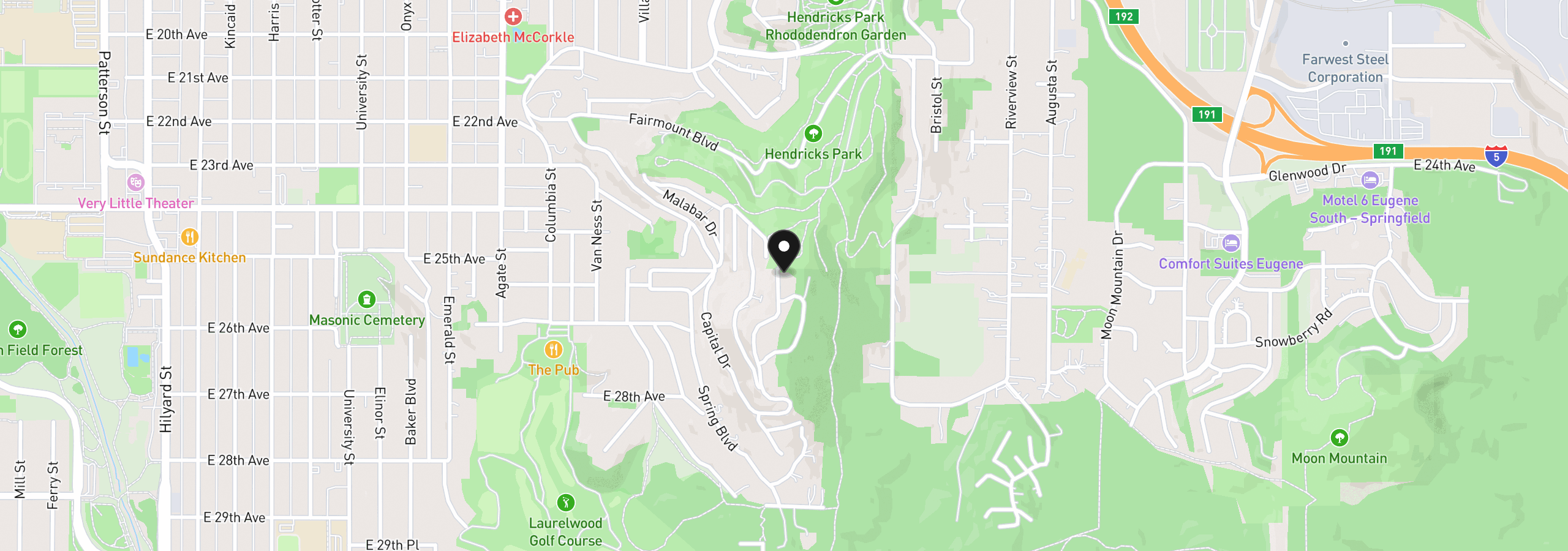 Map showing the location of 2993 Capital Dr 1, Eugene, OR 97403