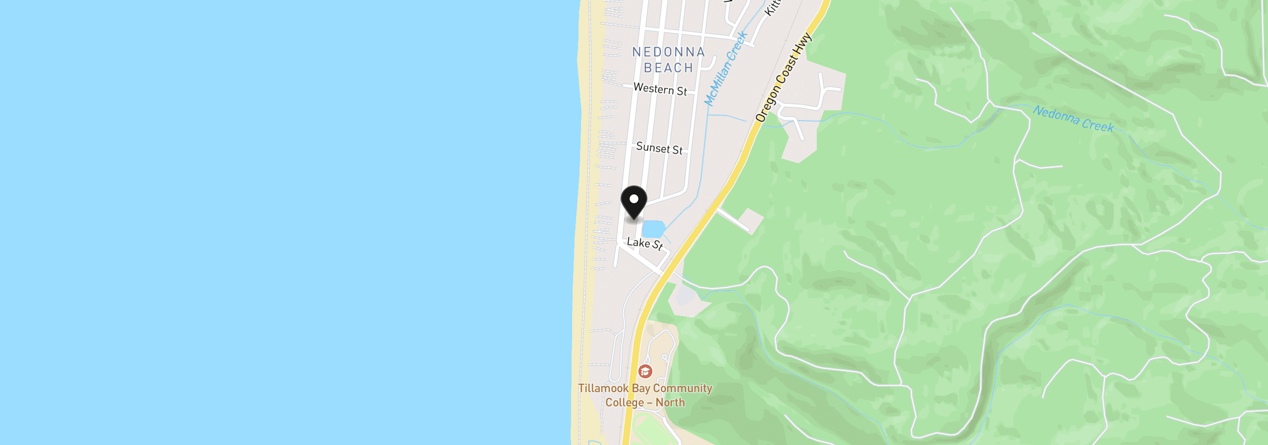 Map showing the location of 25740 Nedonna Ave, Rockaway Beach, OR 97136