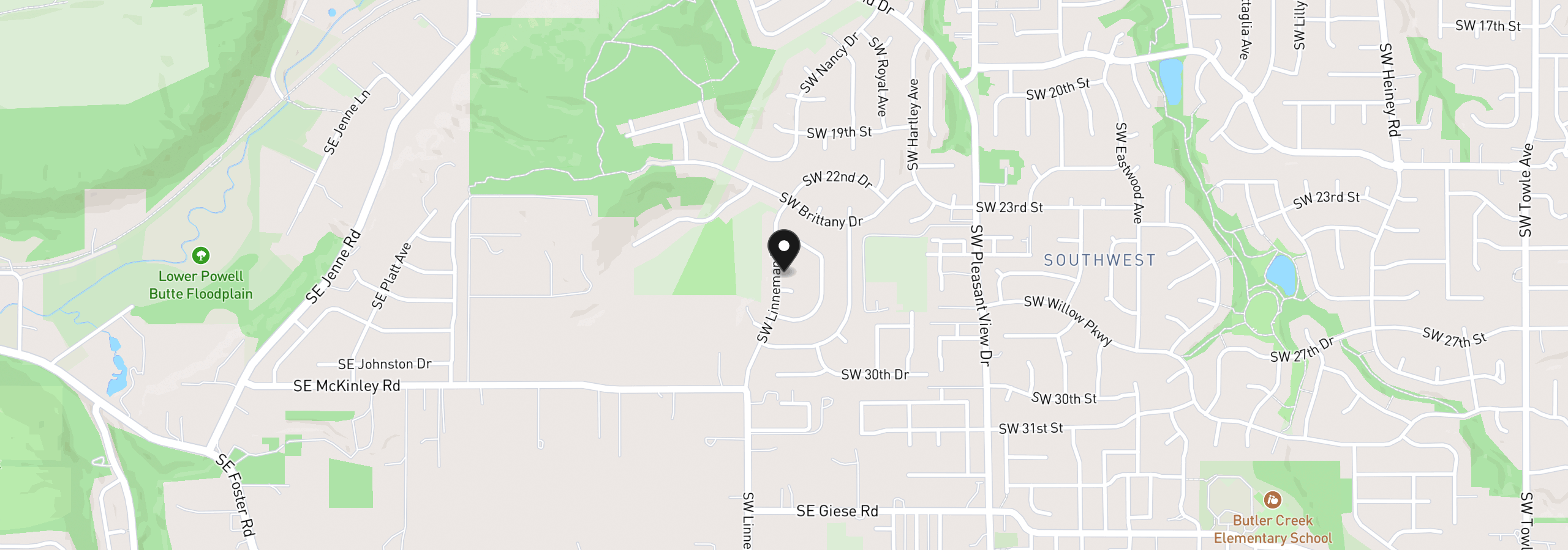 Map showing the location of 4150 SW 25th Ct, Gresham, OR 97080