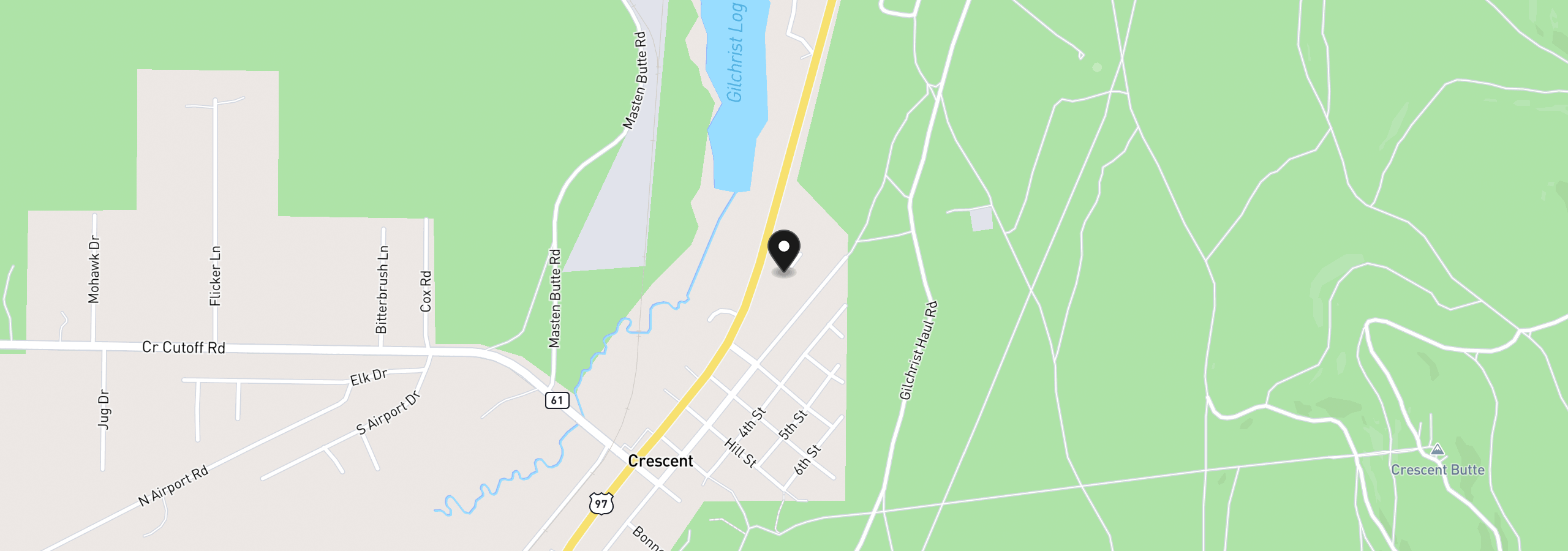 Map showing the location of 132 Ozmar Ln, Crescent, OR 97733