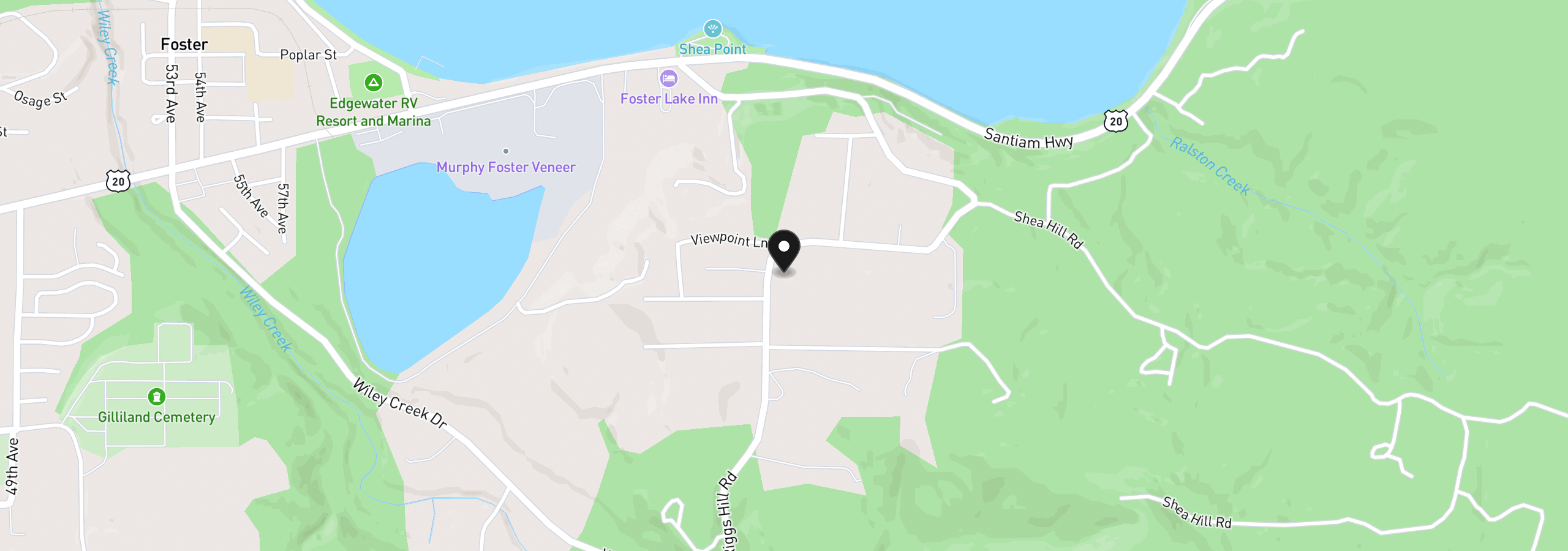 Map showing the location of 27655 Riggs Hill Rd, Foster, OR 97345