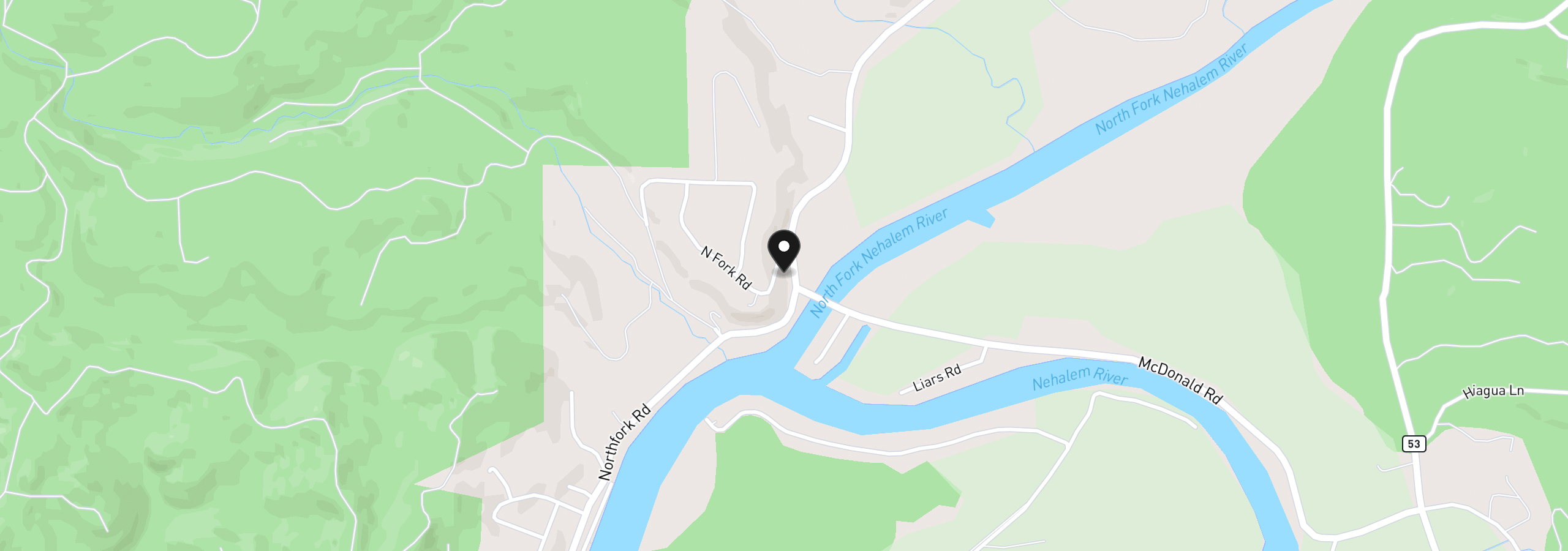 Map showing the location of 38300 Northfork Rd, Nehalem, OR 97131