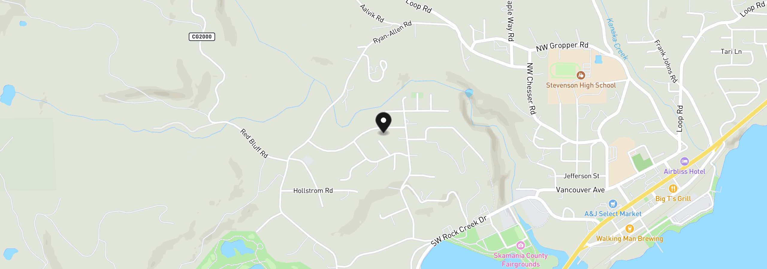 Map showing the location of 189 NW Falcon Ct, Stevenson, Wa 98648