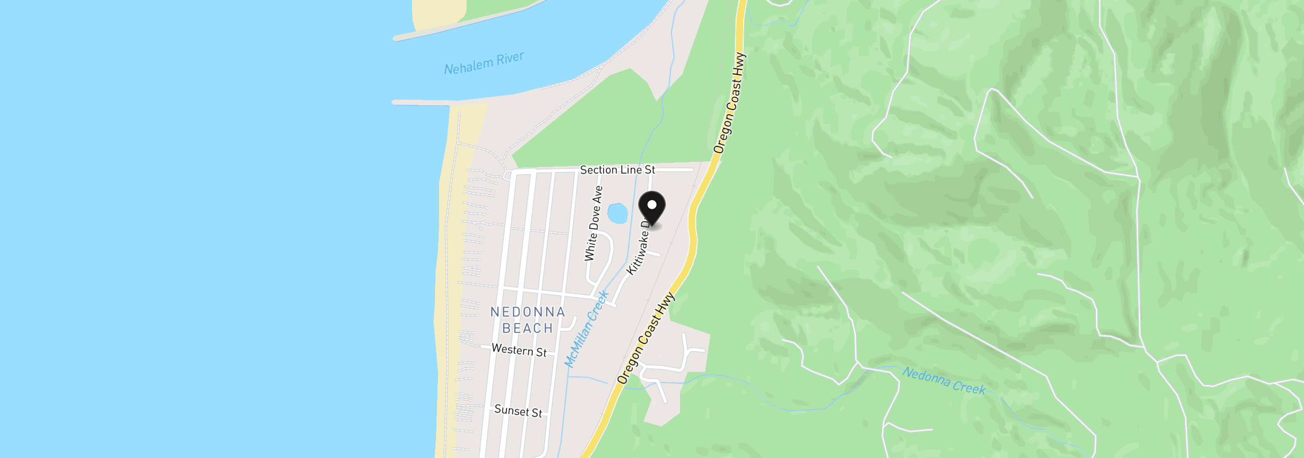 Map showing the location of 26535 Kittiwake Dr, Rockaway Beach, OR 97136