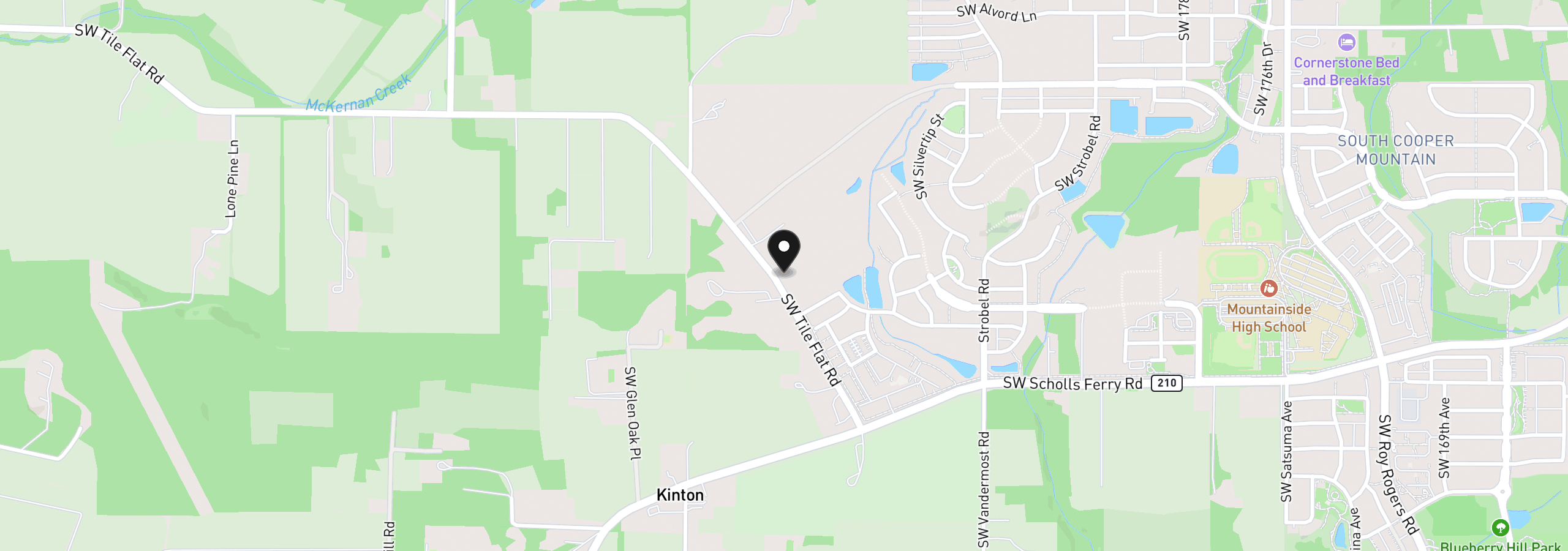 Map showing the location of 19161 SW Tile Flat Rd, Beaverton, OR 97007