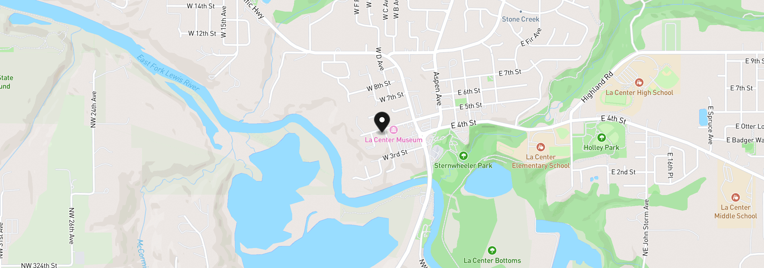 Map showing the location of 510 W 5th St, La Center, Wa 98629