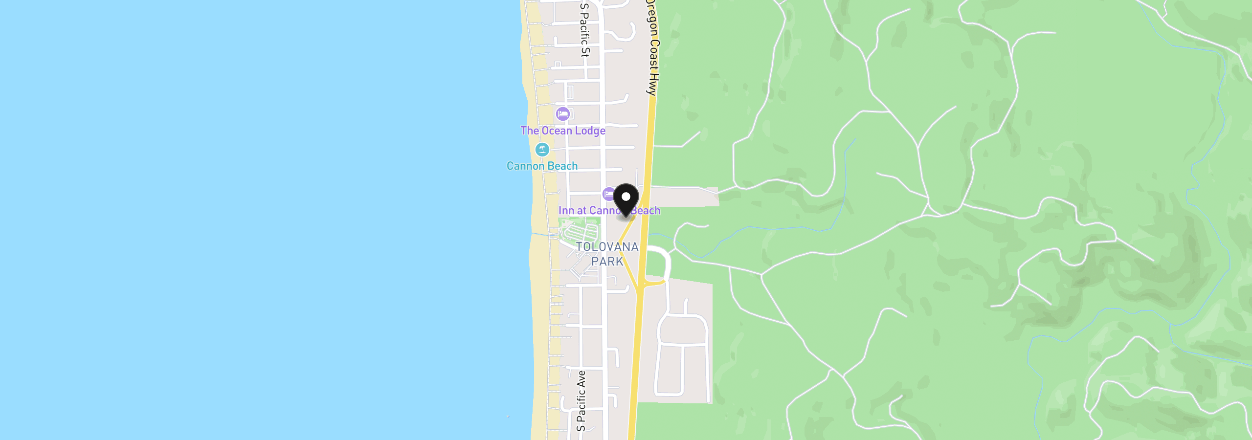 Map showing the location of 3312 S Highway 101, Cannon Beach, OR 97110