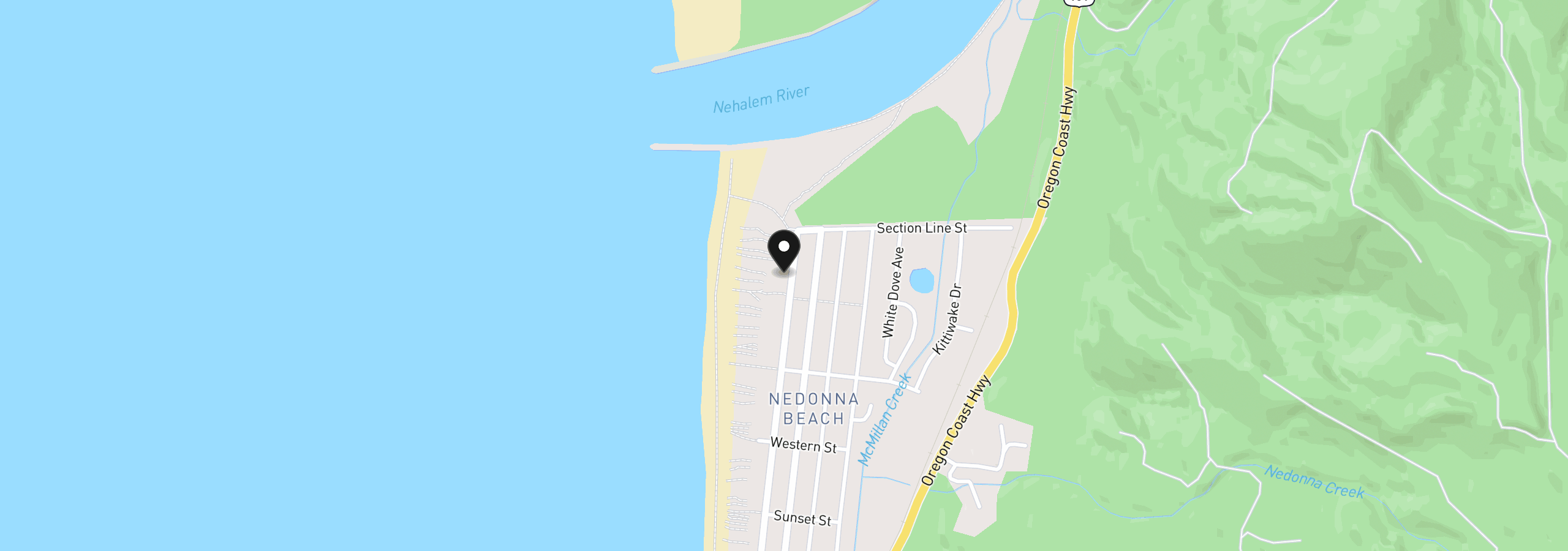 Map showing the location of 0 Beach Dr, Rockaway Beach, OR 97136
