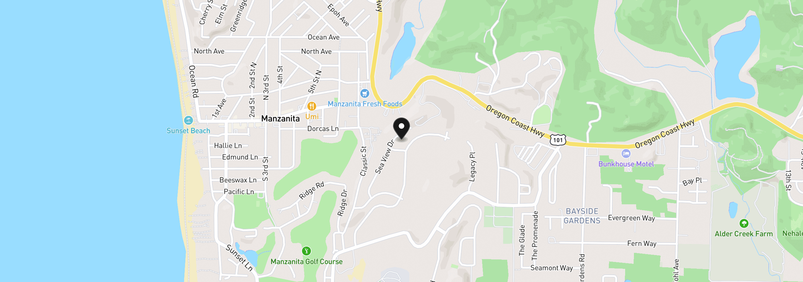 Map showing the location of 72 Meadows Dr 72, Manzanita, OR 97130