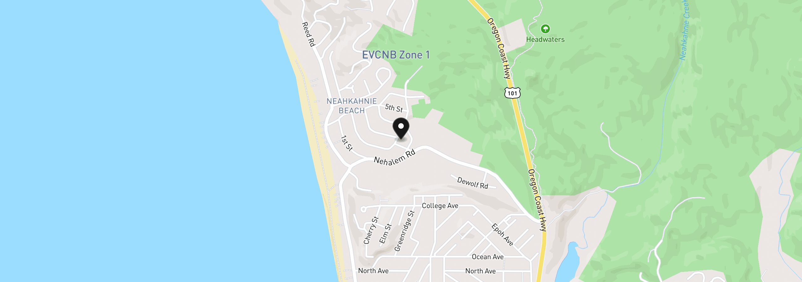 Map showing the location of 37185 Indian Gap Rd, Manzanita, OR 97130
