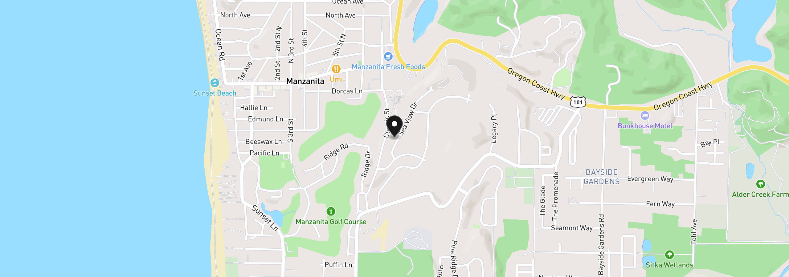 Map showing the location of 553 Sea View Dr, Manzanita, OR 97130