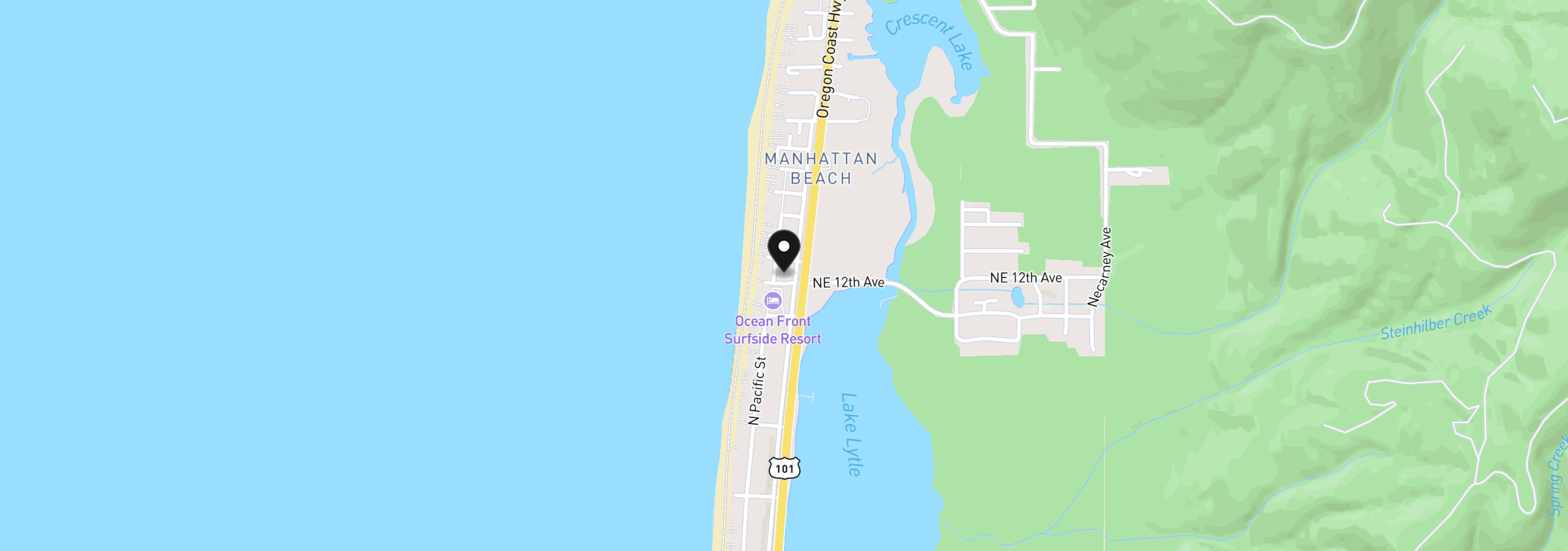 Map showing the location of 105 125 NW 12th Ave, Rockaway Beach, OR 97136