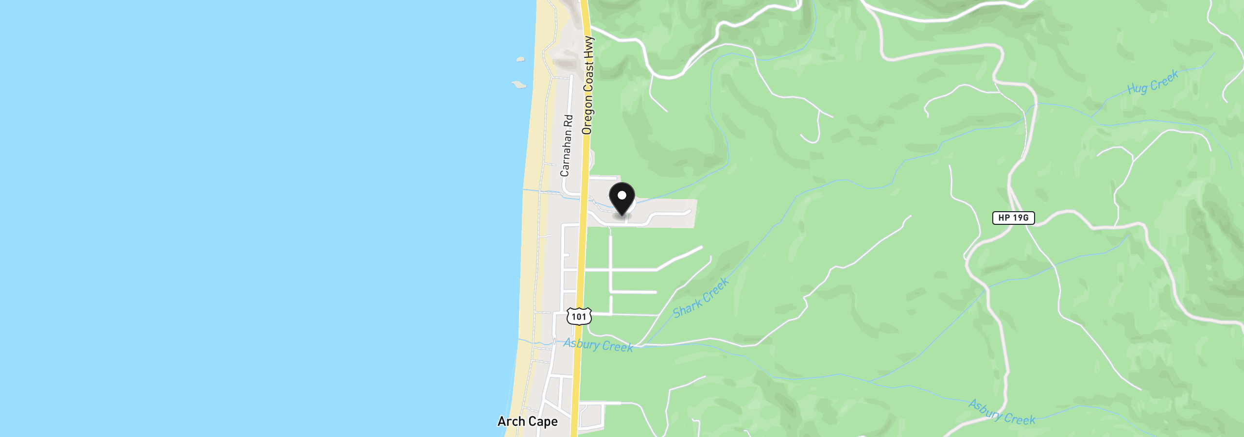 Map showing the location of 80358 Big Cedar Dr, Arch Cape, OR 97102