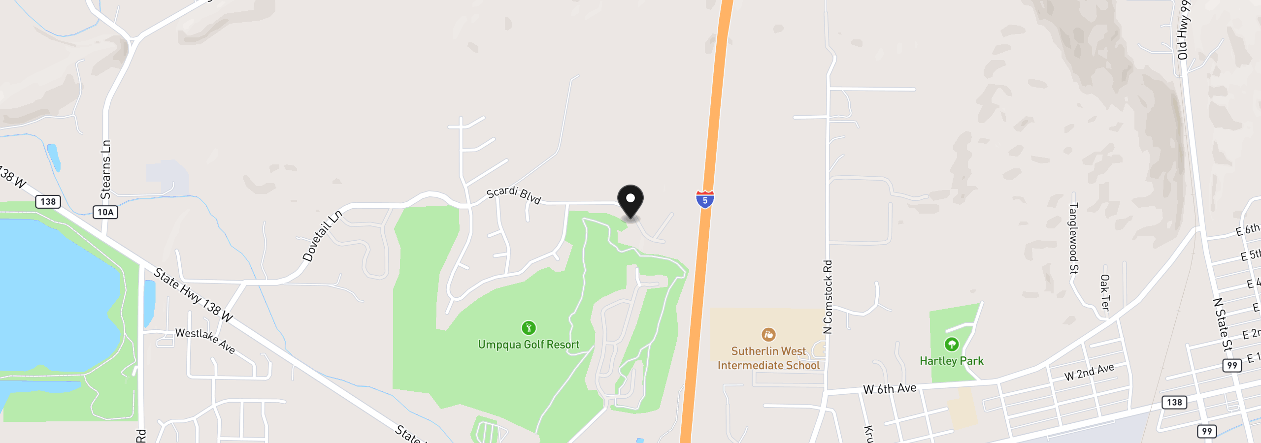 Map showing the location of 1716 Scardi Blvd 174, Sutherlin, OR 97479
