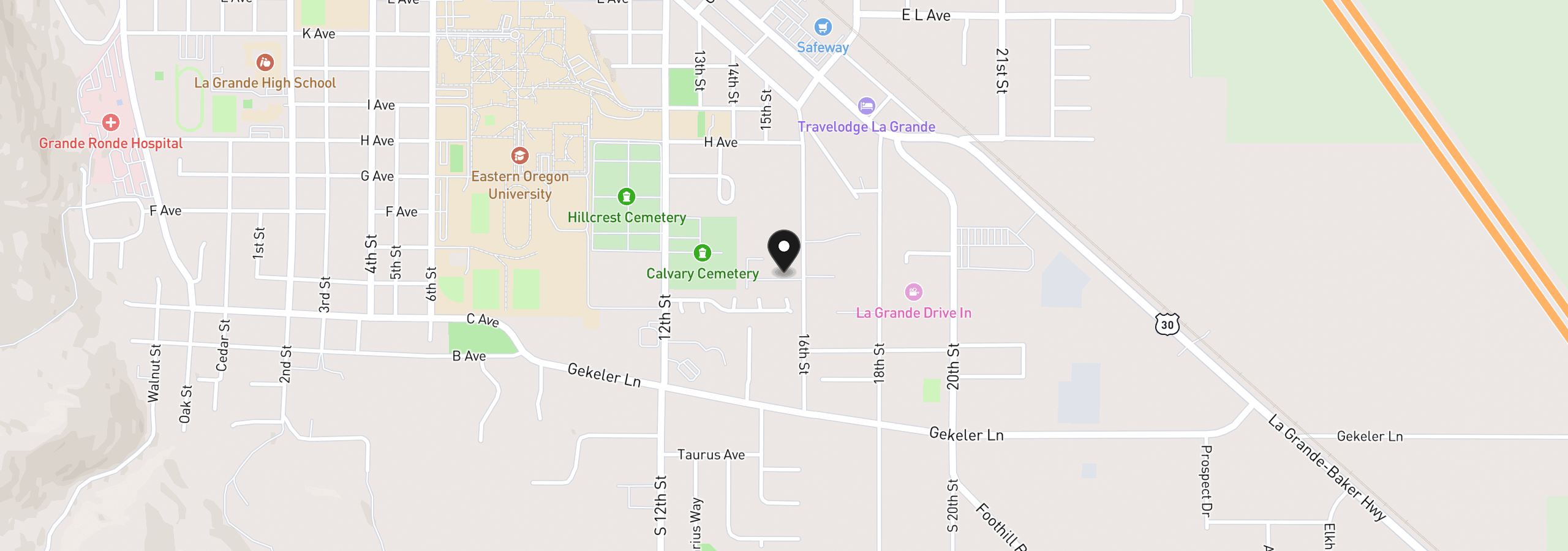 Map showing the location of 2129 Elevation Ct, La Grande, OR 97850
