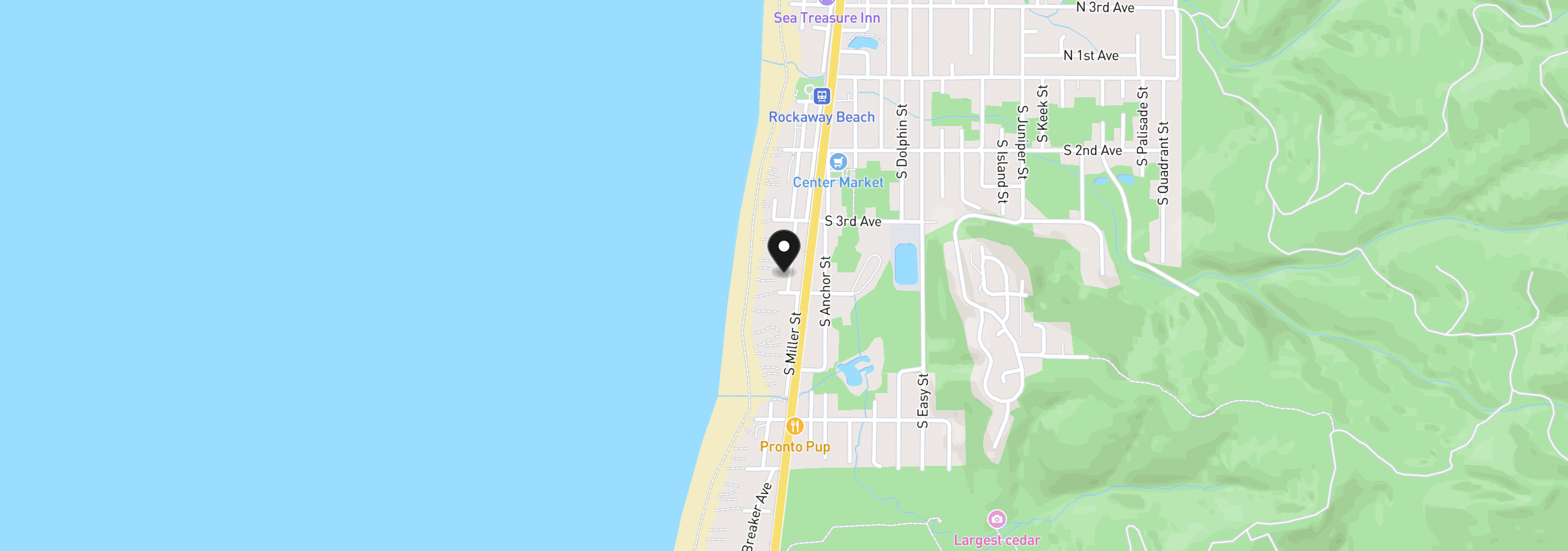 Map showing the location of 373 S Pacific St, Rockaway Beach, OR 97136