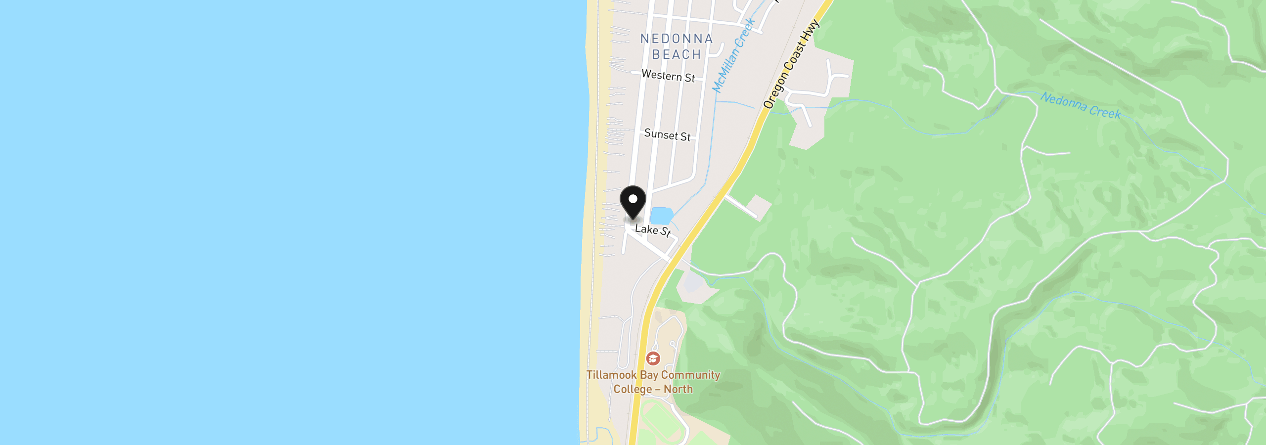 Map showing the location of 25715 Beach Dr, Rockaway Beach, OR 97136